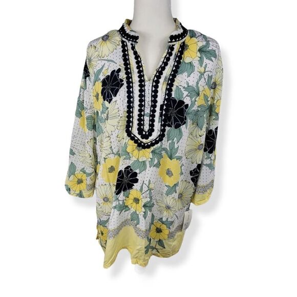 Charter Club  Floral Tunic V-neck Petite XL - Picture 1 of 3